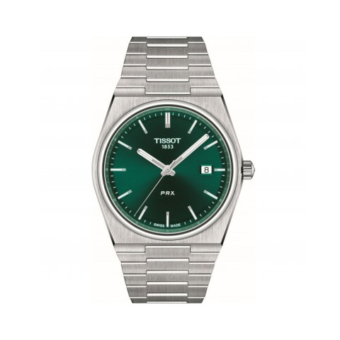 Tissot PRX 4 205 Mens Watch T137.410.11.091.00 Green Dial Steel Bracelet