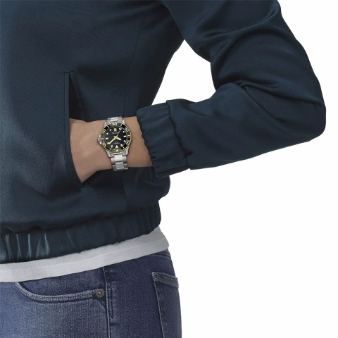 Tissot Seastar 1000 Unisex Watch T120.210.21.051.00 Black Dial YG Black Case Steel Bracelet