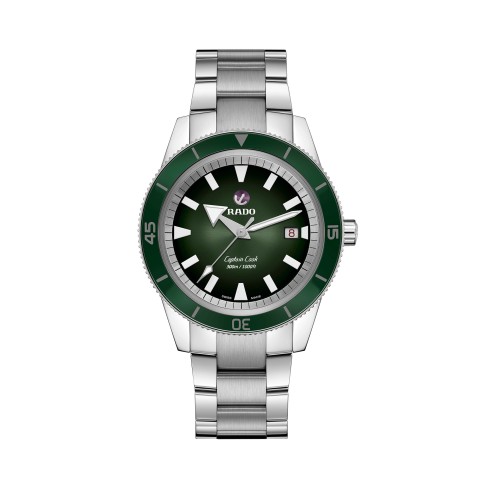 Rado Captain Cook 42mm Green Dial Mens Watch R32105313 Front