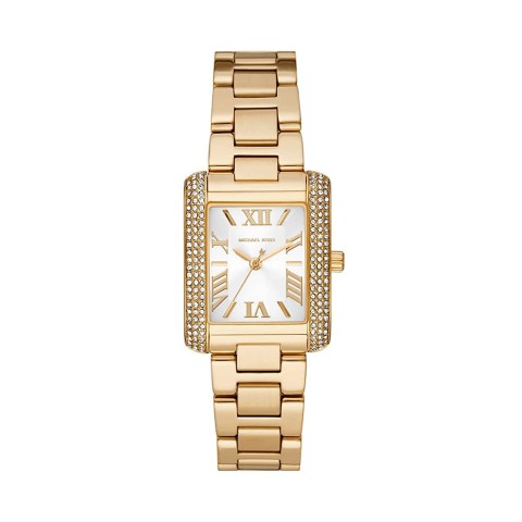 Michael Kors Emery Ladies Watch MK4640 Silver Dial Stone Set Case Gold Bracelet