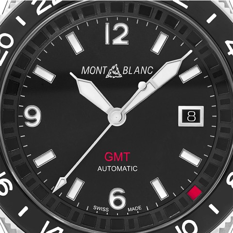 Montblanc 1858 GMT Mens Watch 129766 Black Dial Black Strap