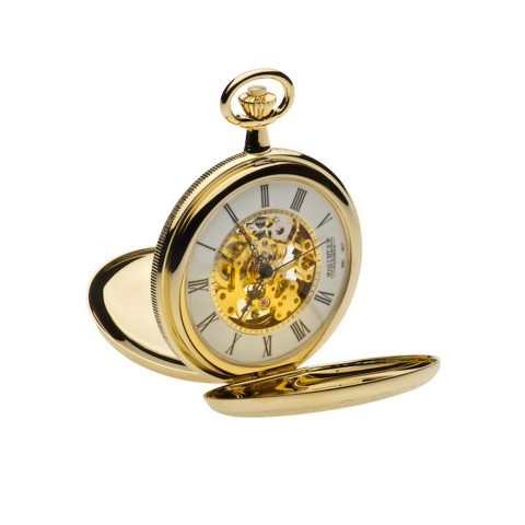Jean Pierre Gold Plated 17 Jewelled Mechanical Full Hunter Pocket Watch with Chain G251PM