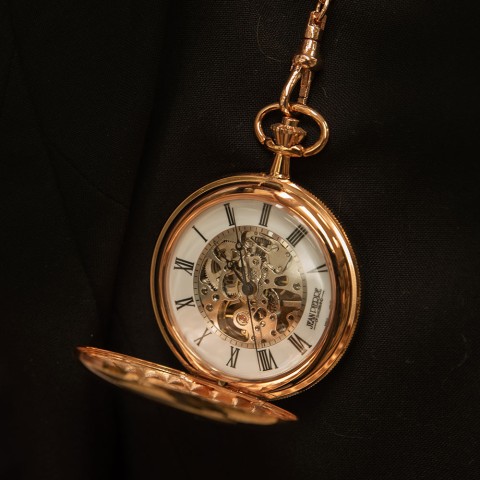 Jean Pierre Rose Gold Plated 17 Jewelled Mechanical Half Hunter Pocket Watch with Chain G255RPM