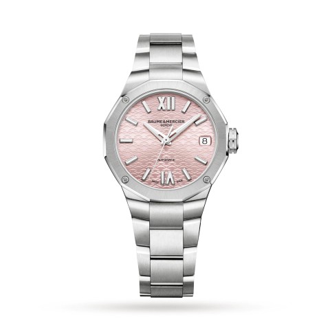 Baume & Mercier Riviera Ladies Watch Pink Dial Steel Bracelet M0A10675