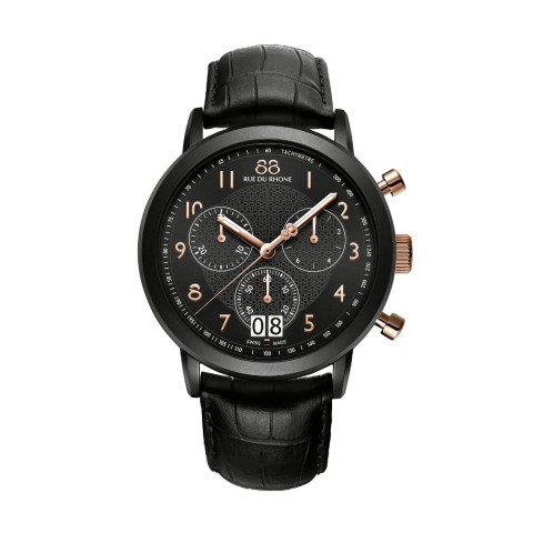 Ex- Display 88 Rue Du Rhone Black And Rose Chronograph Dial Watch