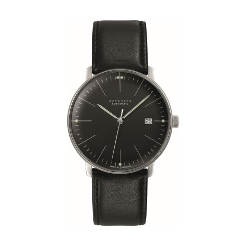 Junghans Max Bill Automatic Black Dial Black Leather Strap Watch