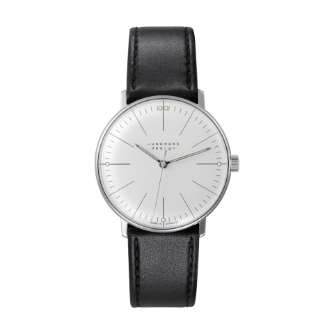 Junghans Max Bill Hand Winding Silver Dial Black Leather Strap Watch