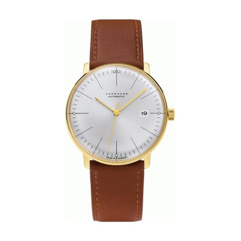 Junghans Max Bill Automatic Silver Dial Brown Leather Strap Watch