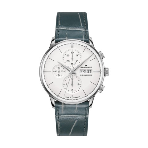 Junghans Meister Chronoscope Terrassenbau Limited Edition Blue Leather Strap Watch
