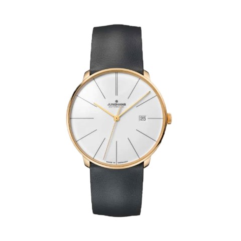 Junghans Meister Fein Automatic Mens Watch 27/7150.00 White Dial Leather Strap