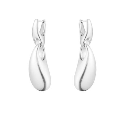 Georg Jensen Reflect Organic Shaped Silver Drop Earrings 20001088