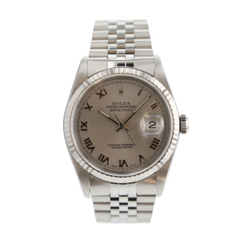 Pre-Owned Rolex Datejust 36mm Stainless Steel Silver Dial Watch 16234