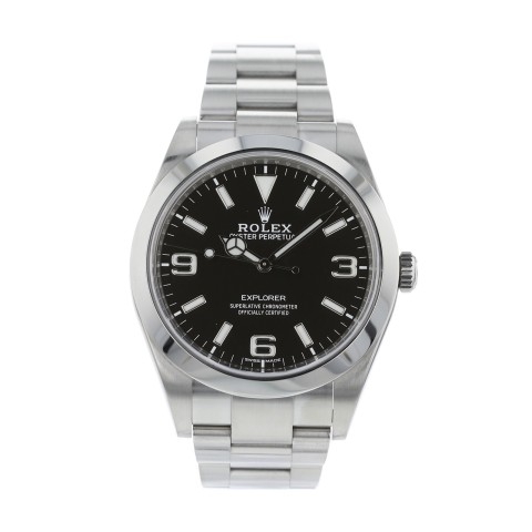 Pre-Owned Rolex Explorer 214270 Stainless Steel Black Dial 2020 (box and papers)