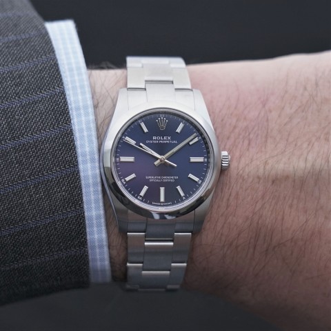 Pre-Owned Rolex OYSTER PERPETUAL Stainless Steel 124200 Blue Index