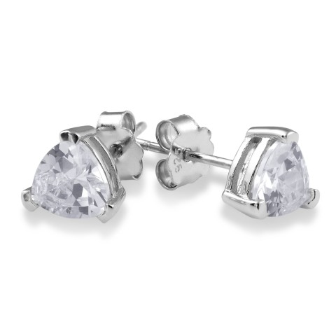 Silver Pear Cut Cubic Zirconia Stud Earrings