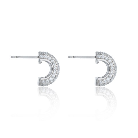 Sterling Silver Cubic Zirconia Half Hoop Earrings
