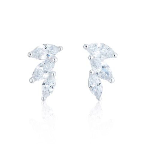 Silver Cubic Zirconia Marquise Climber Earrings
