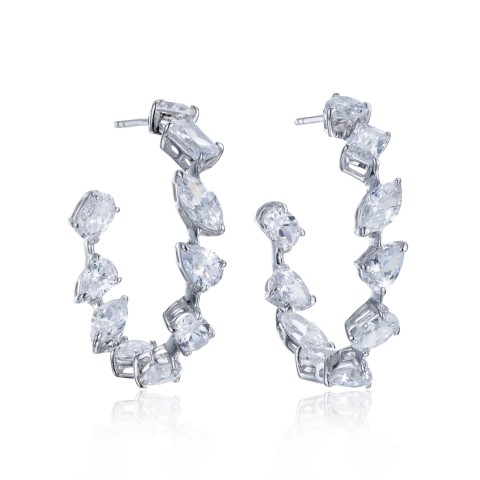 Silver Mix Cut Cubic Zirconia Earrings