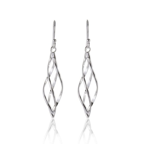 Silver Open Twirl Drop Earrings