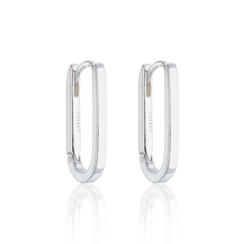 Silver Rectangular Hoop Earrings