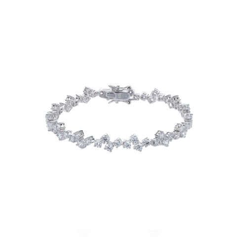 Silver Cubic Zirconia Cluster Bracelet