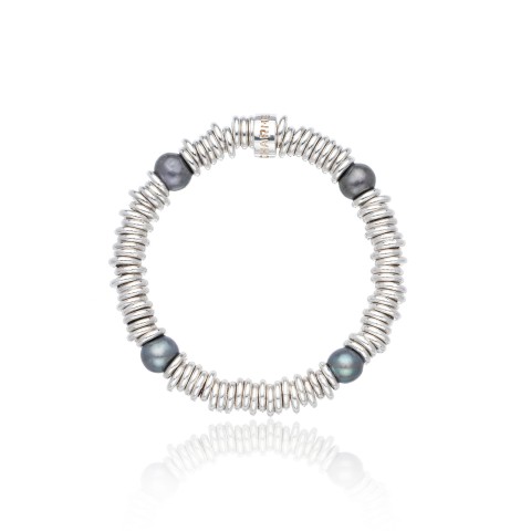 Silver Grey Pearl and Multi Link Bracelet
