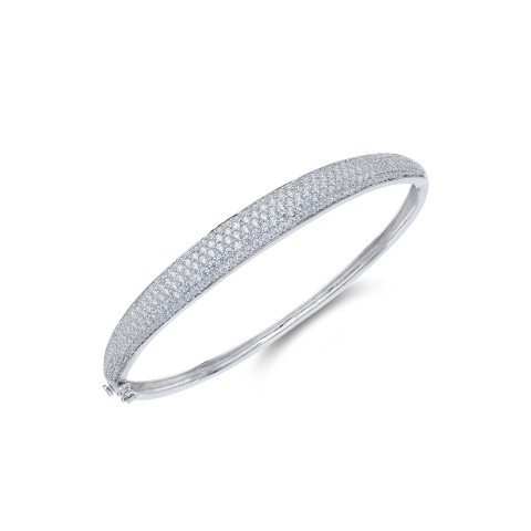 Silver Cubic Zirconia Cluster Bangle