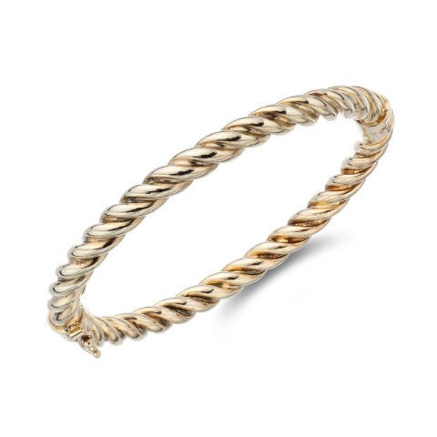 Sterling Silver Yellow Gold Plated Rope Twist Bangle