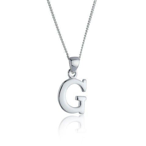 Sterling Silver Plain Initial 'G' Pendant