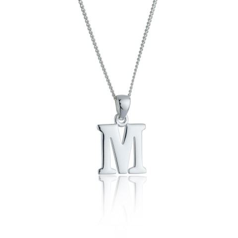 Sterling Silver Plain Initial 'M' Pendant