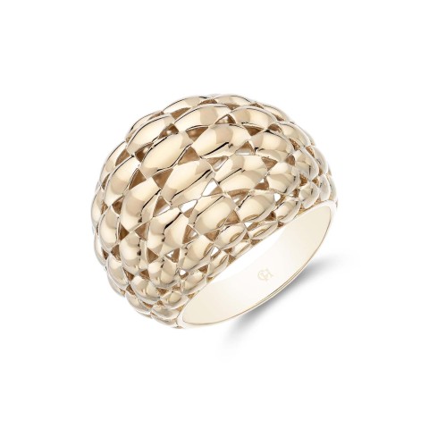 14ct Yellow Plated Silver Textured Dome Ring