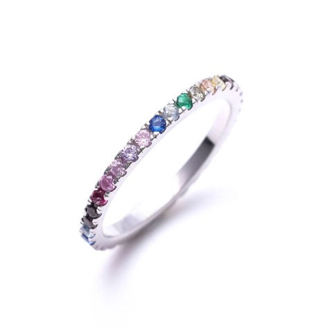 Silver 'Rainbow' Cubic Zirconia Eternity Ring