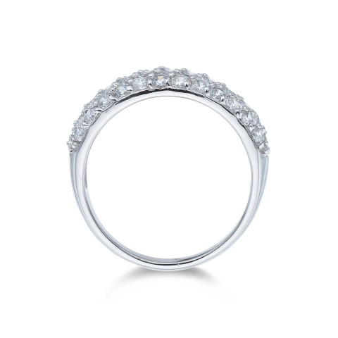 Silver Cubic Zirconia Cluster Fancy Band Ring