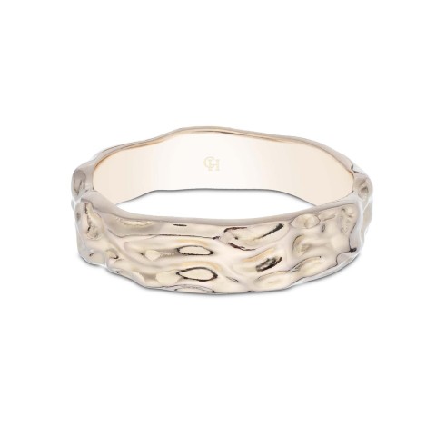 Sterling Silver Yellow Gold Plated Textured Ring