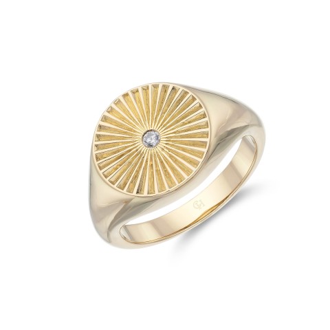 Yellow Gold Plated Round Signet Ring