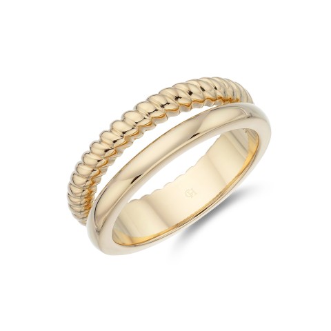 Yellow Gold Plated Double Row Ring