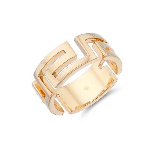 Yellow Gold Plated Aztec Ring