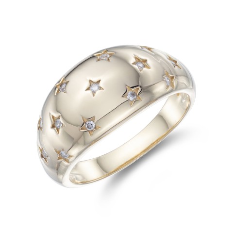 Yellow Gold Plated Cubic Zirconia Domed Star Ring