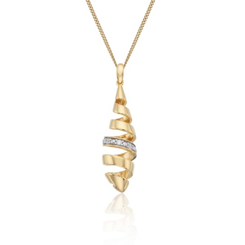 Yellow Gold Plated Cubic Zirconia Spiral Drop Pendant