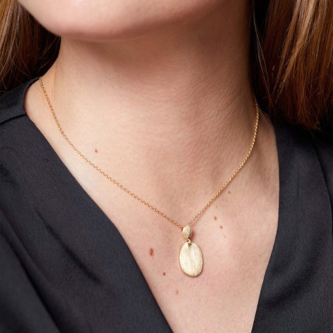 Yellow Gold Plated Brushed Drop Pendant