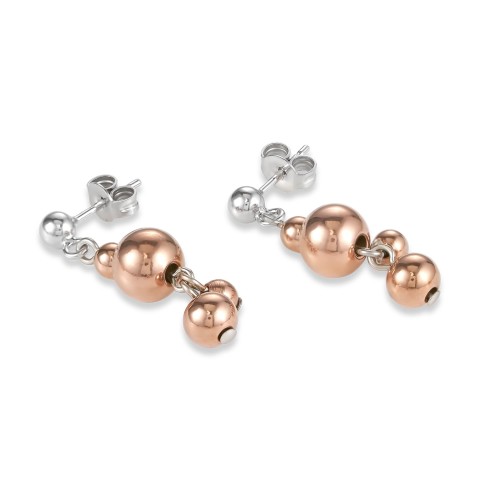 Coeur De Lion Rose Gold Plated Stainless Steel Bubble Drop Earrings 4983/21-1631