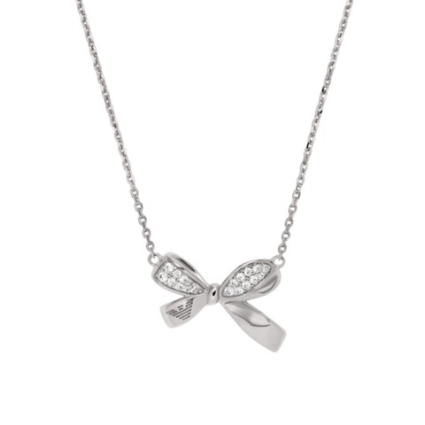 Armani Sentimental Ladies Necklace EG3547040 Sterling Silver Stone Set Bow