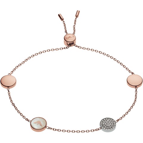 Emporio Armani Circle Toggle Rose Gold Cubic Zirconia and Mother of Pearl Bracelet EGS2308221