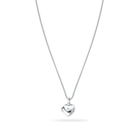D for Diamond Silver Diamond-Set Small Heart Locket