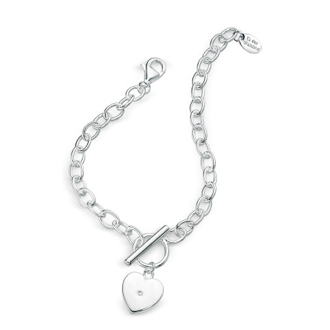 D For Diamond Silver Heart Toggle Bracelet