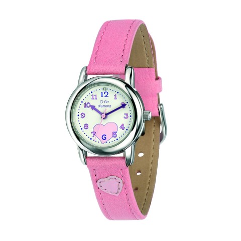D For Diamond Pink Strap Watch