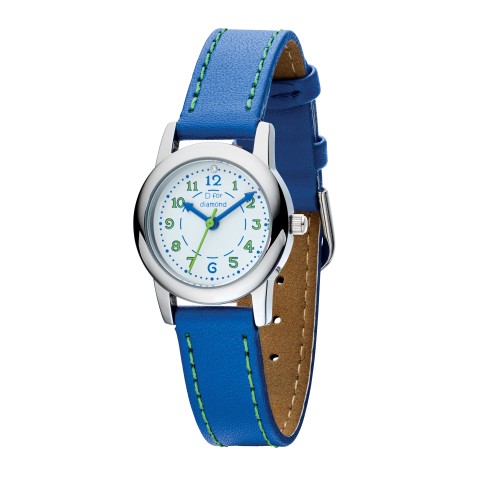 D For Diamond Boys Blue Leather Strap Watch