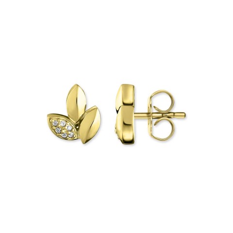 Thomas Sabo Yellow Gold Diamond Leaf Stud Earrings D_H0006-924-39