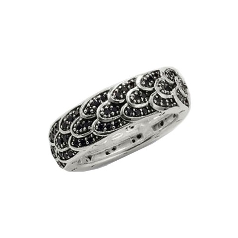 Thomas Sabo Sterling Silver Black Feather Ring TR1905-051-11