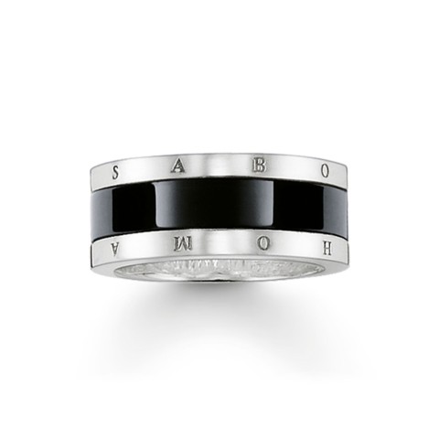 Thomas Sabo Sterling Silver & Black Ceramic Ring TR1994-454-11